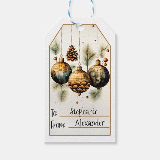 Gouden Kerstversiering (3) Cadeaulabel (Voorkant)