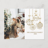 Gouden Kerstversiering Ballen Foto Feestdagenkaart (Voorkant)