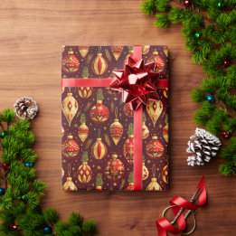 Gouden Kerstversiering Dennen Takken Cadeaupapier