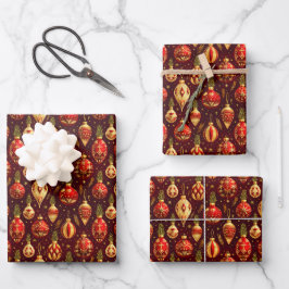 Gouden Kerstversiering Dennen Takken Inpakpapier Vel