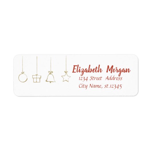 Gouden kerstversiering, vakantie etiket (Voorkant)