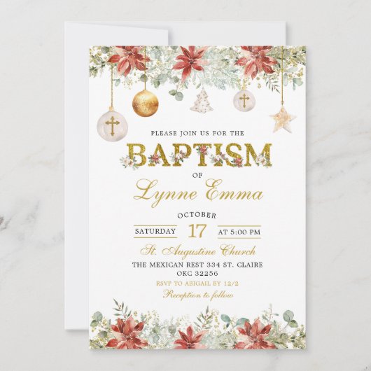 Gouden Kerstversiering Waterdoop Kaart (Voorkant)