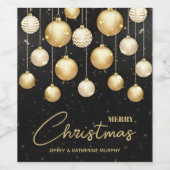 Gouden Kerstversiering Zwart Wijn Etiket (Enkel label)
