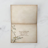 gouden kerstversieringen door haard feestdagen kaart (Binnen)