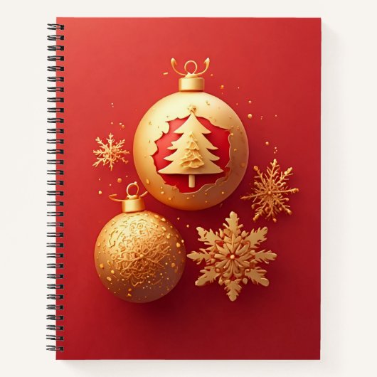 Gouden Kerstversieringen Notitieboek (Voorkant)
