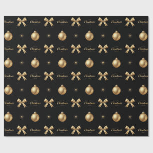 🖤 Gouden Kerstversieringen Op Zwarte Luxe Cadeaupapier