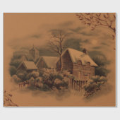 gouden kerstwinterscène cadeaupapier (Vlak)