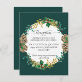 Gouden Kerstwoud Loof Bruiloftsreceptie Kaart (Voorkant / Achterkant)