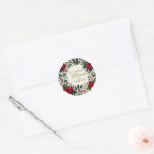 Gouden Kerstzegeningen Poinsettia Krans Ronde Sticker (Envelop)