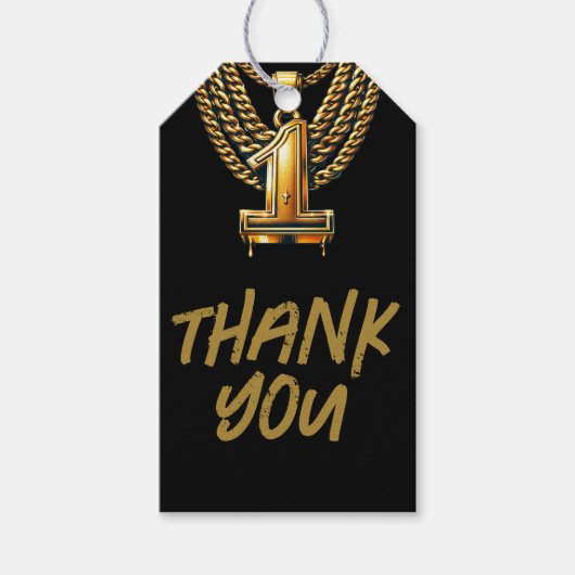 Gouden ketting 1 #1 Drip 1e verjaardagsfeestje Cadeaulabel (Voorkant)
