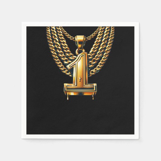 Gouden ketting 1 Drip #1 1e verjaardagsfeestje Servet (Voorkant)
