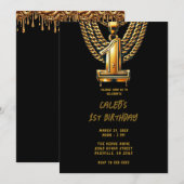 Gouden ketting 1 Drip 1E verjaardagsfeestje Kaart (Voorkant / Achterkant)