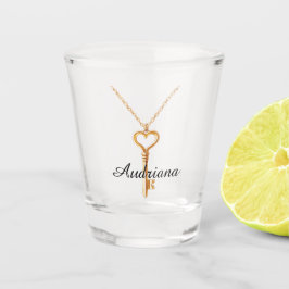 Gouden Ketting Hart Hanger Sleutel Shot Glas