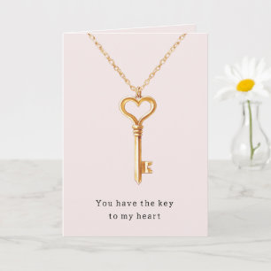 Gouden Ketting Hart Hanger Sleutel tot Hart Liefde Kaart