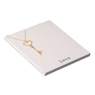 Gouden Ketting Hart Hanger Sleutel Tot Hart Liefde Notitieblok