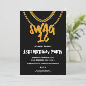 Gouden ketting | Swag 16 verjaardagsfeestje Kaart (Staand voorkant)