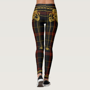 Gouden ketting Trim Rood Zwart Tartan Plaid Leggings