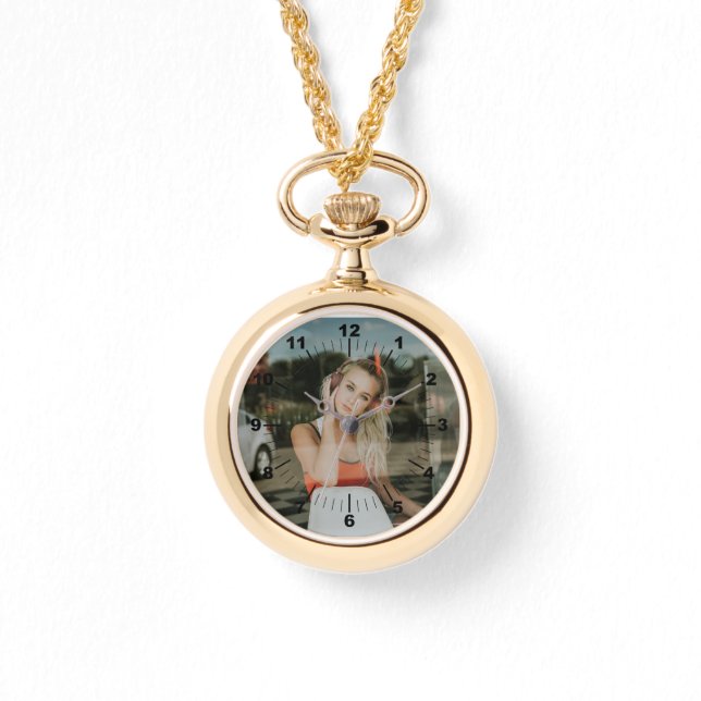 Gouden Kettingen horloge - gepersonaliseerd (Voorkant)