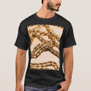 Gouden Kettingen, Reflecterende Oppervlakte Luxe. T-shirt