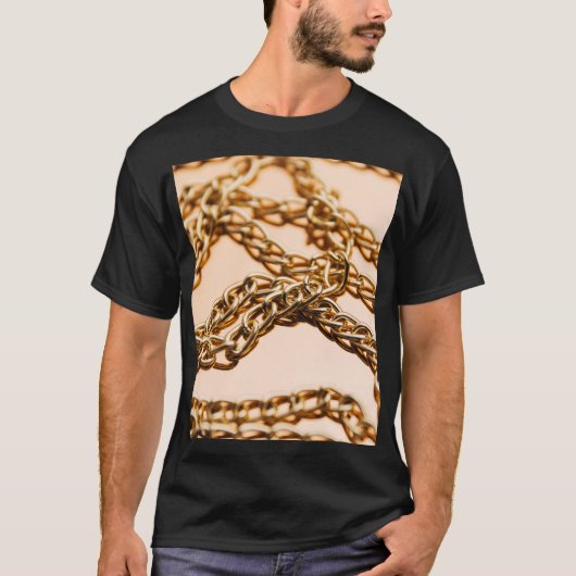 Gouden Kettingen, Reflecterende Oppervlakte Luxe. T-shirt (Voorkant)