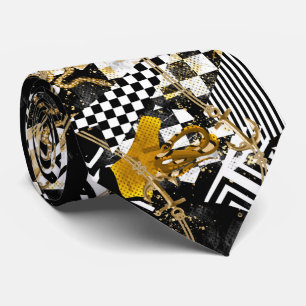 Gouden kettingen schaak en slangen luxe stropdas