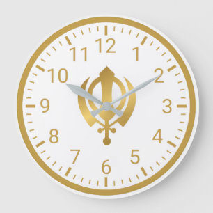 Gouden Khanda Wandklok   Sikh Symbool Huisdecorati