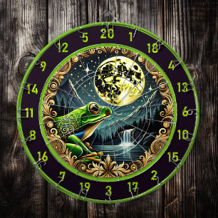 Gouden kikker springt in rustieke perfectie dartbord