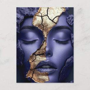 Gouden Kintsugi Meisjesportret Briefkaart