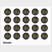 Gouden klasse van 2016 glitter modern afstuderen ronde sticker (Vel)