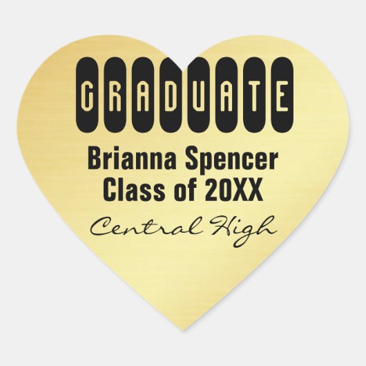 Gouden Klasse van 2018 Hart Envelop Afdichting Hart Sticker (Voorkant)