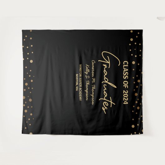 Gouden Klasse van 2024 Afgestudeerden Namen Custom Wandkleed (Voorkant (horizontaal))