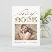 Gouden  Klasse van 2025 Foto Afstuderen Aankondiging (Staand voorkant)