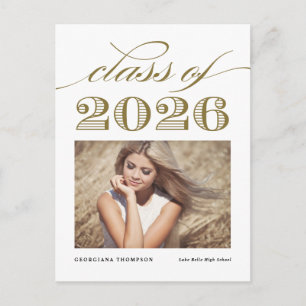 Gouden  Klasse van 2025 Foto Afstuderen Aankondigingskaart