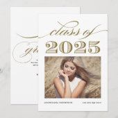 Gouden  Klasse van 2025 Foto Afstuderen Kaart (Voorkant / Achterkant)
