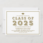 Gouden Klasse van 2025 Pet Retro Afstuderen Kaart (Voorkant)