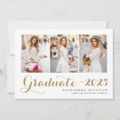 Gouden Klasse van 2025 Photo Collage Afstuderen Kaart (Voorkant)