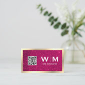 Gouden Klassiek Monogram | QR CODE | Glitter Visitekaartje (Staand voorkant)