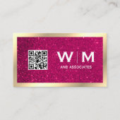 Gouden Klassiek Monogram | QR CODE | Glitter Visitekaartje (Voorkant)
