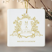 Gouden Klassieke Bloemkam Trouwfoto Keramisch Ornament