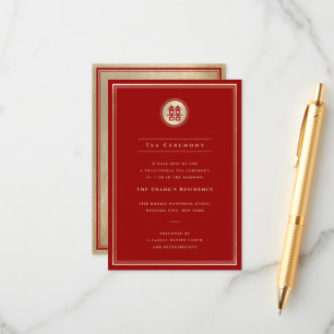 Gouden Klassieke Cirkel Dubbele Geluk Thee Ceremon Informatiekaartje