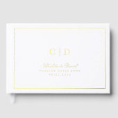 Gouden Klassieke Elegantie Script Monogram Huwelij Gastenboek (Voorkant)