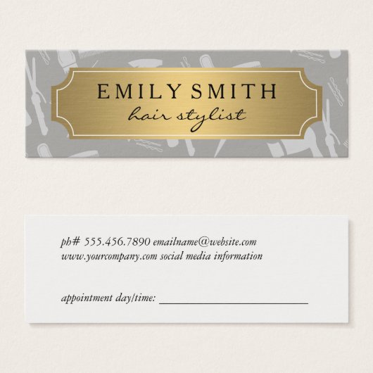 Gouden klassieke make-up- en haarafspraak mini visitekaartjes (Voorkant /achterkant)