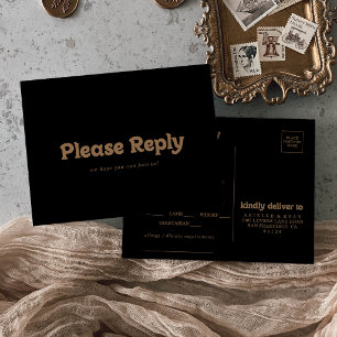 Gouden Klassieke Minimale Menu Keuze RSVP Briefkaa