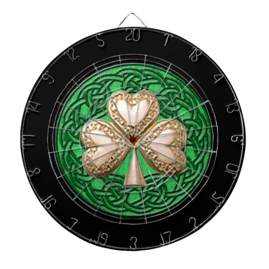 Gouden Klaver & Keltische Knots Dart Board Dartbord (Voorkant)
