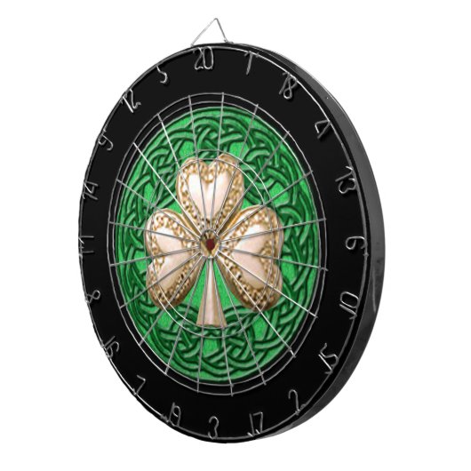 Gouden Klaver & Keltische Knots Dart Board Dartbord (Voorkant Rechts)