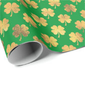 Gouden Klaver Patroon St. Patrick's Day Cadeaupapier (Rol Hoek)