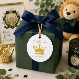Gouden Kleine Prins Kroon Baby Jongen Baby Shower  Bedankjes Labels