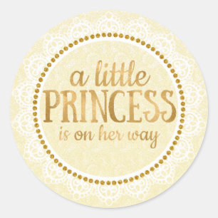 Gouden kleine prinses Baby shower Sticker