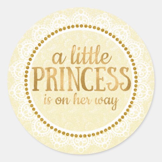 Gouden kleine prinses Baby shower Sticker (Voorkant)