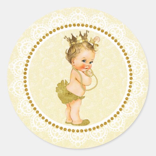 Gouden kleine prinses Baby shower Sticker (Voorkant)